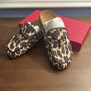 NIB Tory Burch Charm Mule - Reva Leopard Canvas - Size 7